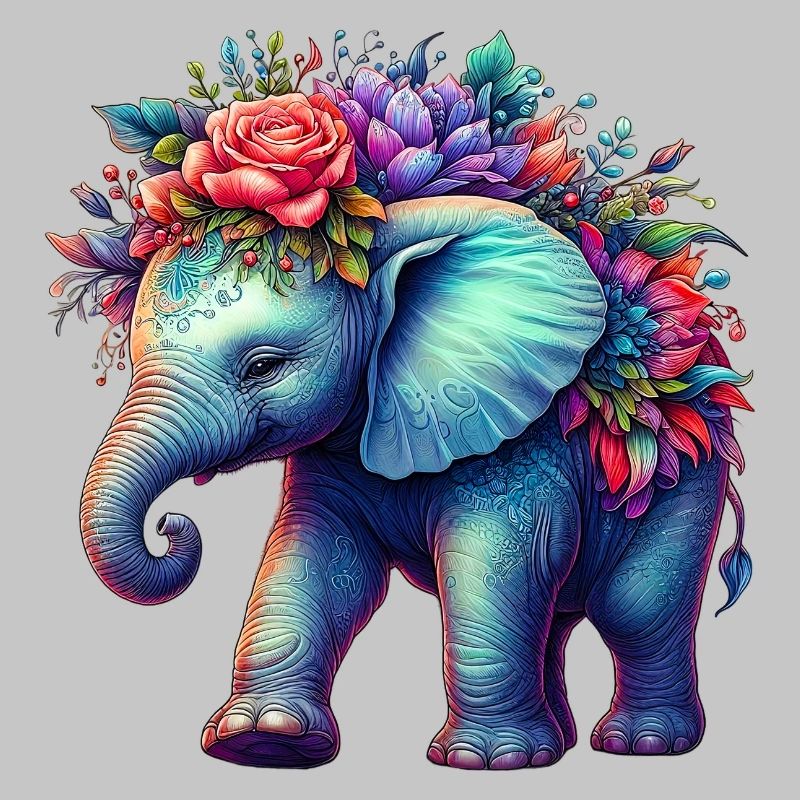 Elefant mit Blumen