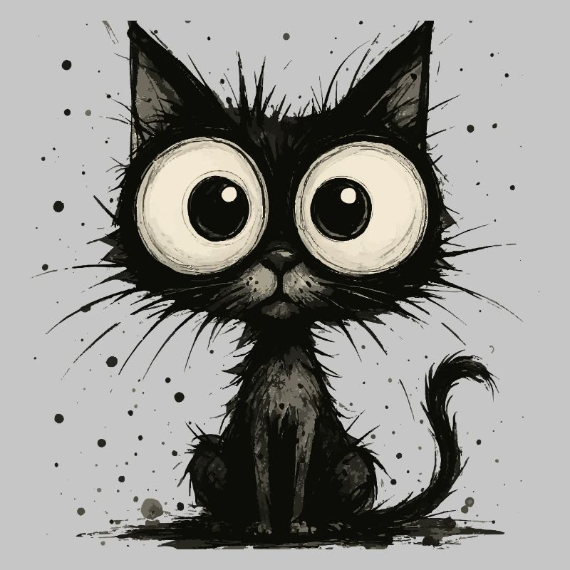 Drôle de chat noir avec de grands yeux – splash