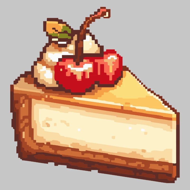 Pixel Käsekuchen mit Kirsche