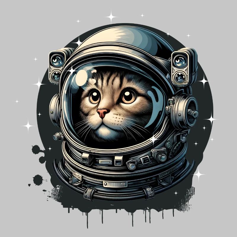 Un chat avec un casque d’astronaute dans l’espace