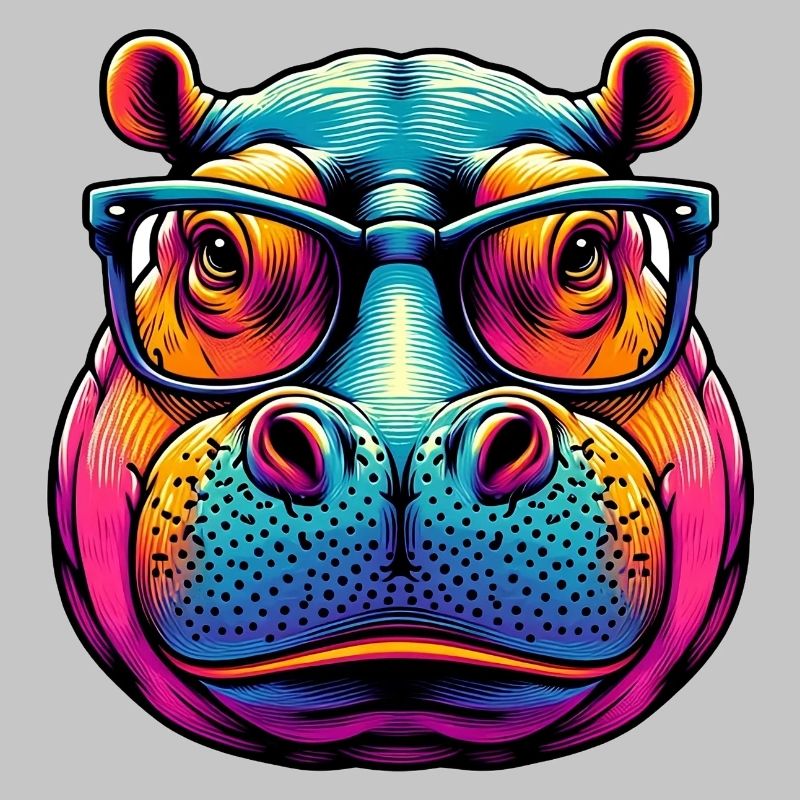 Nilpferd mit Brille