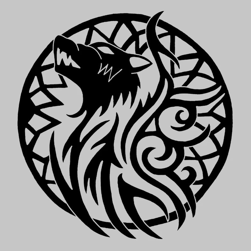 Schwarzer Wolf und Glücksbringer