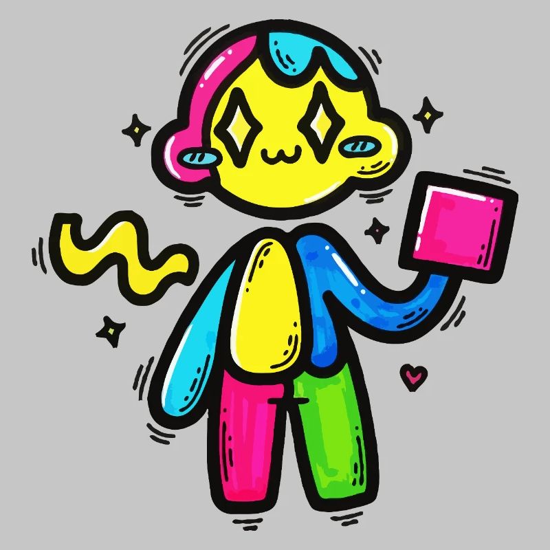 Bunter Doodle-Roboter mit Block
