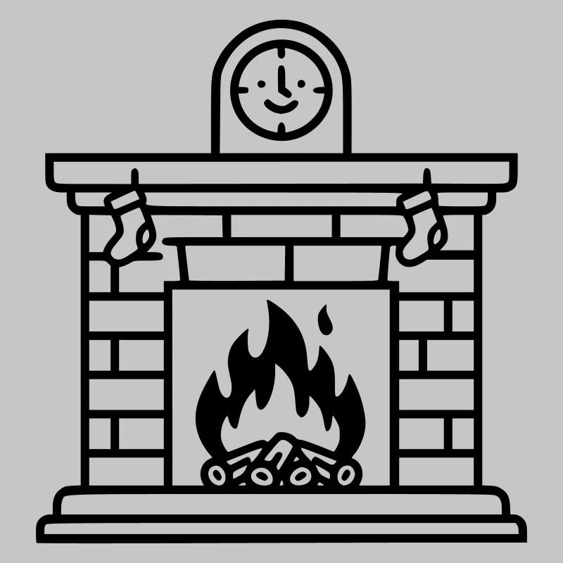 Gemütlicher Weihnachtskamin mit Feuer