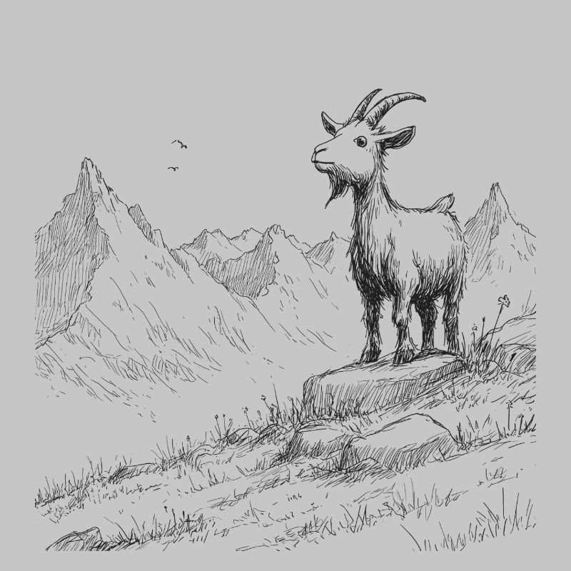 Alpengipfel mit Ziege