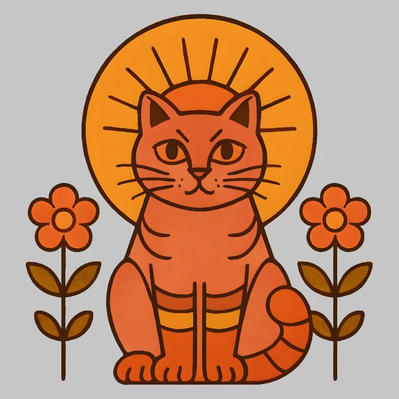 Chat du soleil avec couronne de fleurs