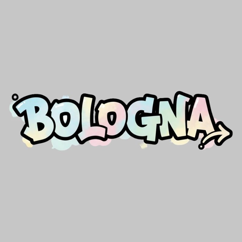Lettrage graffiti BologneA sur la flèche