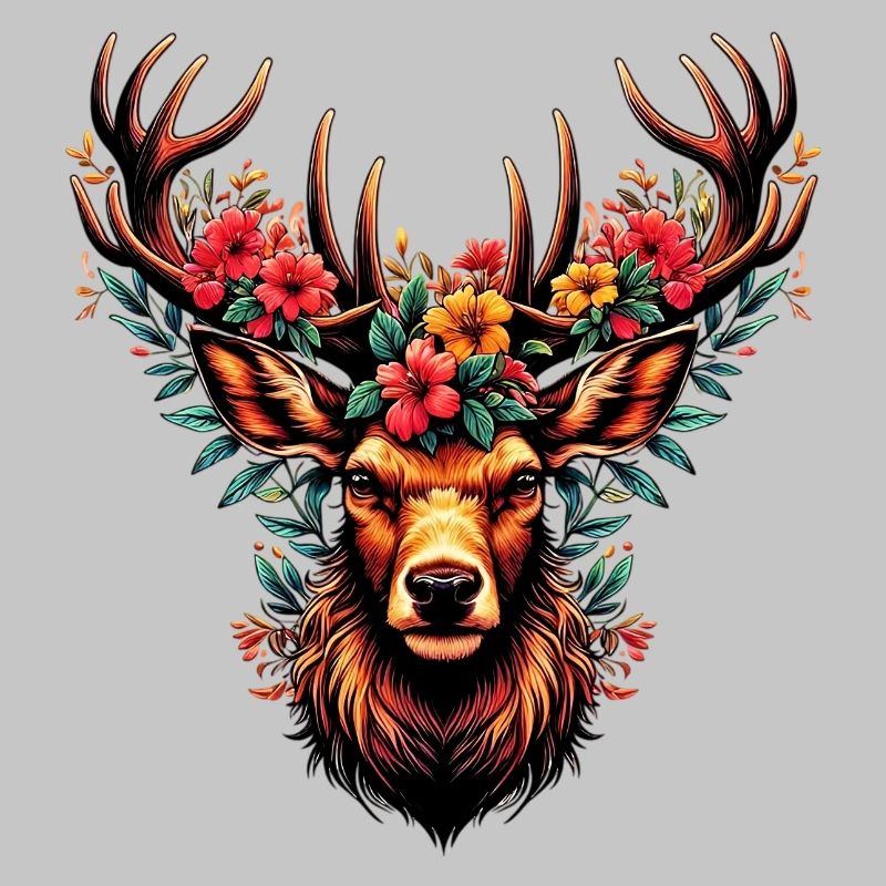 Hirsch mit Blumen