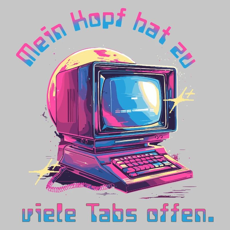 Vintage Computer Neon Tabs Open