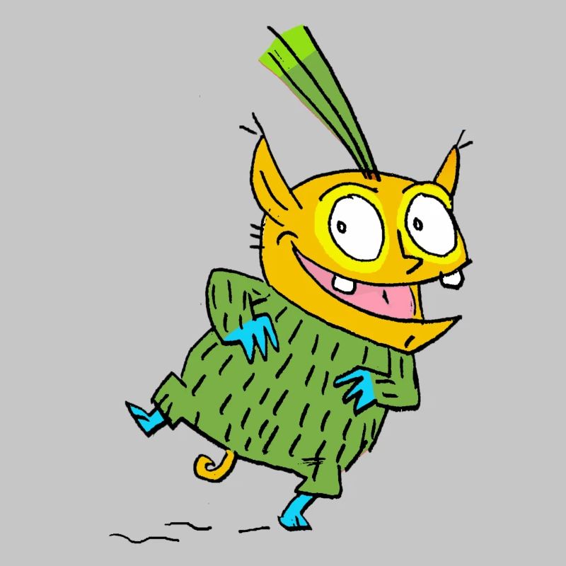 Monstre joyeux en pull vert