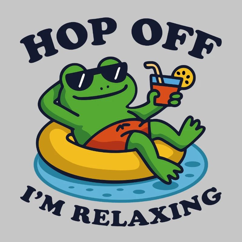 Relaxed Frog with Drink in pool