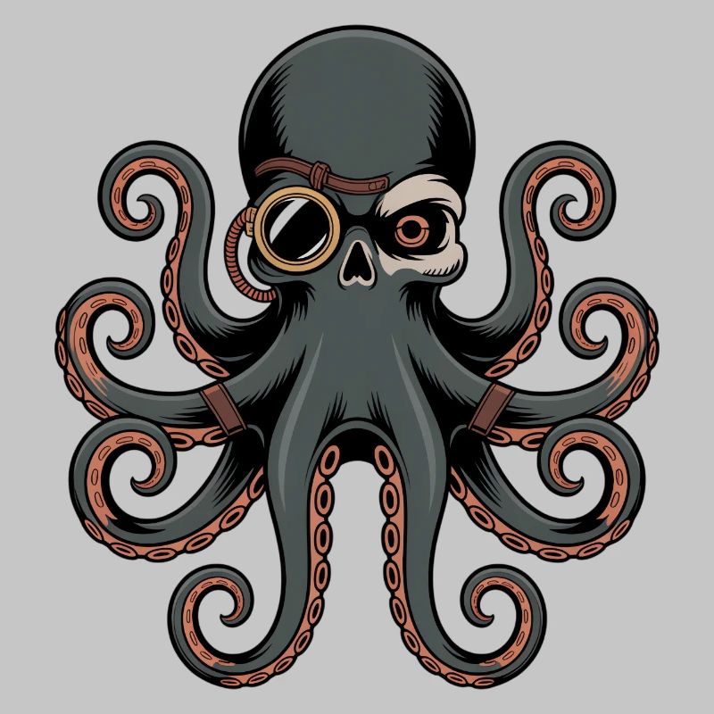 Octopus in steampunk style with monocle