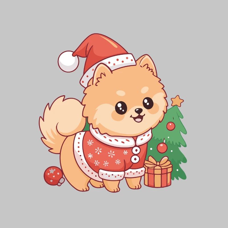 Chien Noël kawaii en pull