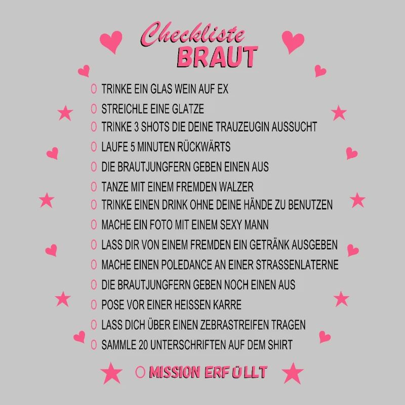 Braut Checkliste Pink