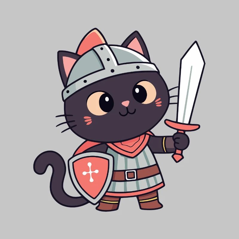 Chat Chevalier: épée et écu mignon