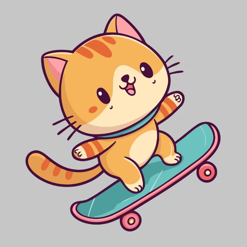 Buntes Skateboard-Kätzchen