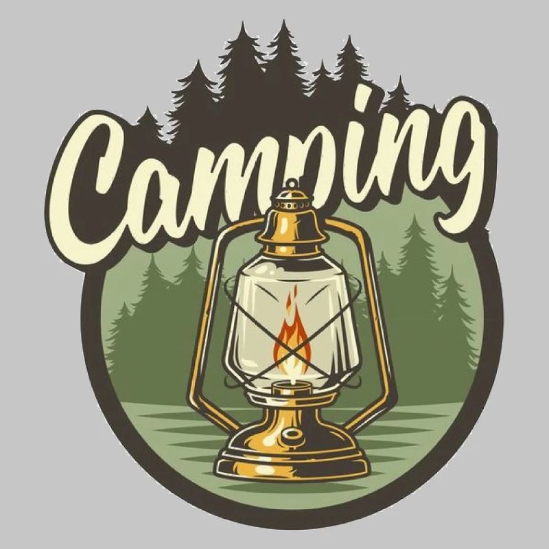 Camping lantern in the forest