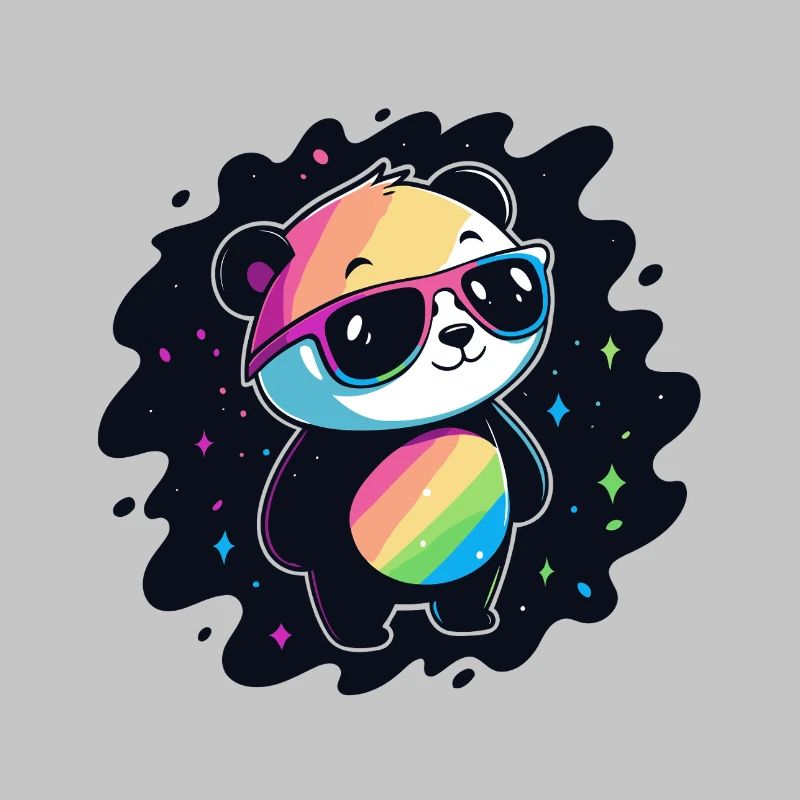 Panda arc-en-ciel galaxie lunettes cool