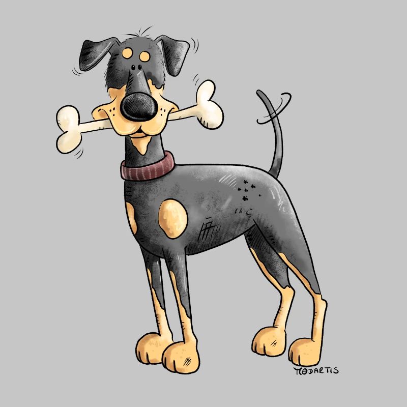 Dobermann Oder Pinscher mit Knochen
