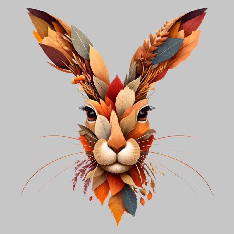 A rabbit, designed from different leaves
