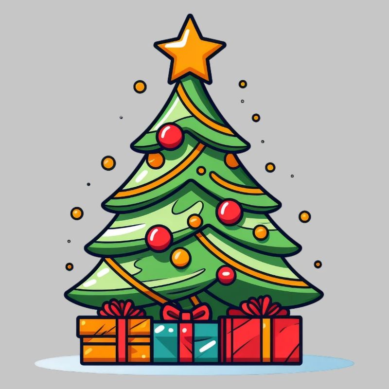 Lebendiger Weihnachtsbaum mit Geschenkpracht