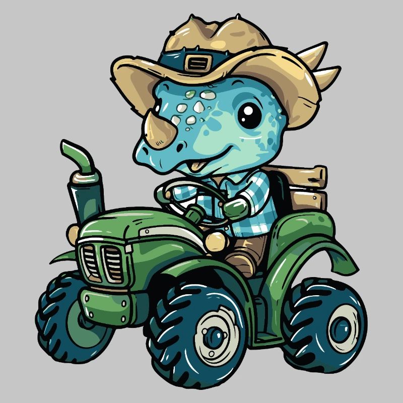 Dinosaurier triceratops Traktor Farmer