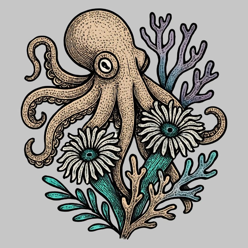 Unterwasser Octopus mit Blumen