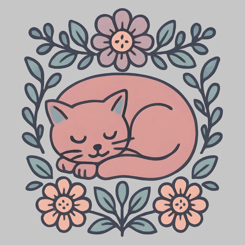 Un chat repose dans une couronne de fleurs