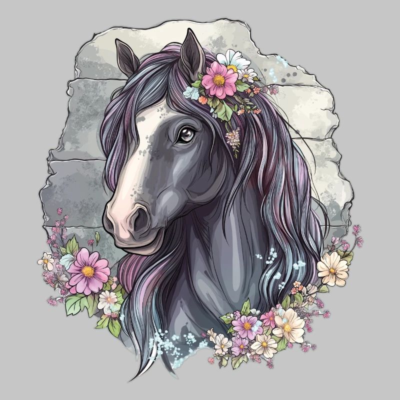 Cheval aux fleurs