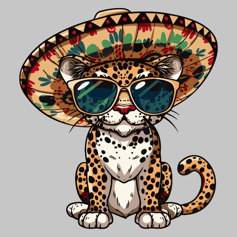 Leopard Comic Funny Sombrero