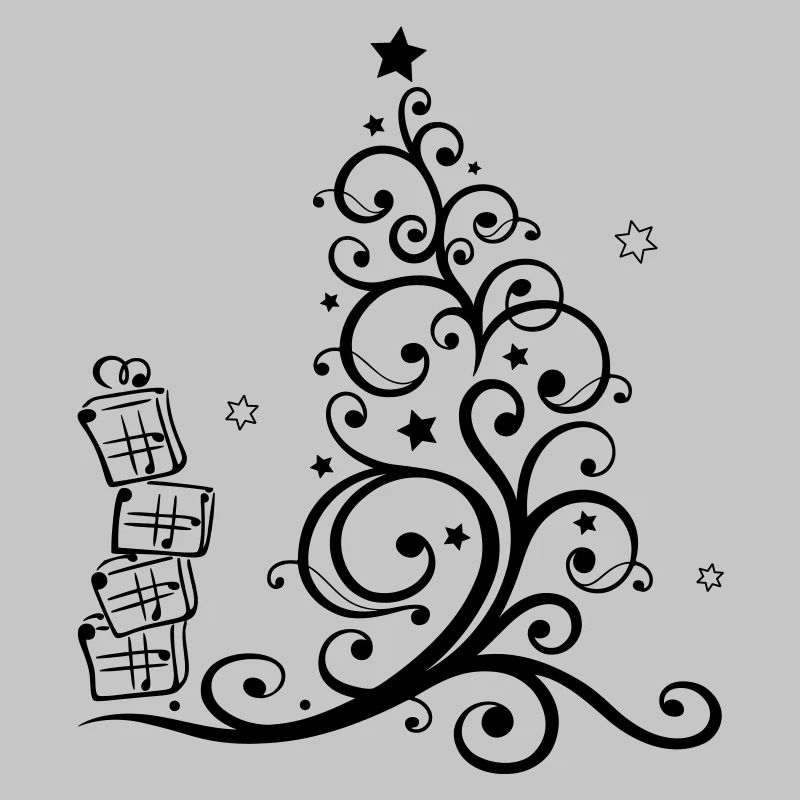 Weihnachtsbaum mit Geschenken und Sternen