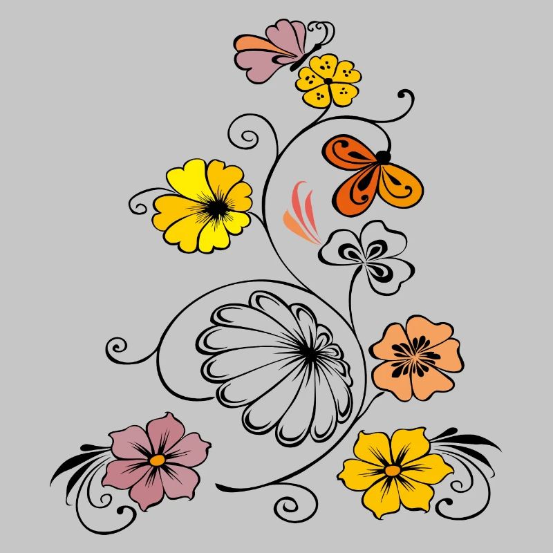 Blumenranke mit Schmetterling