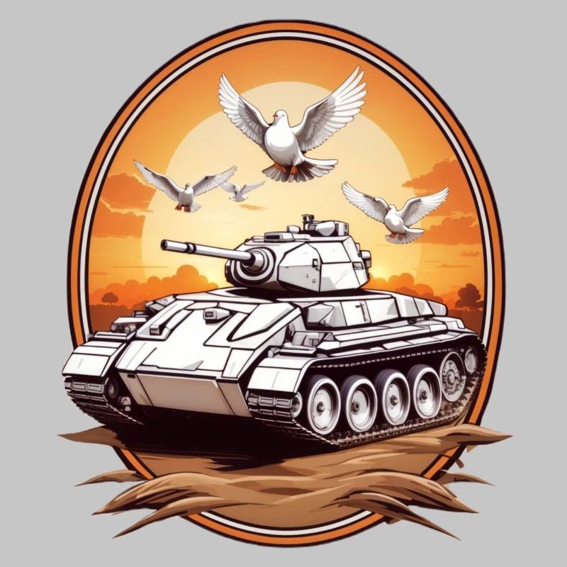 Panzer mit Friedenstauben