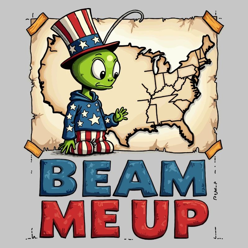 Cute Alien with USA Map