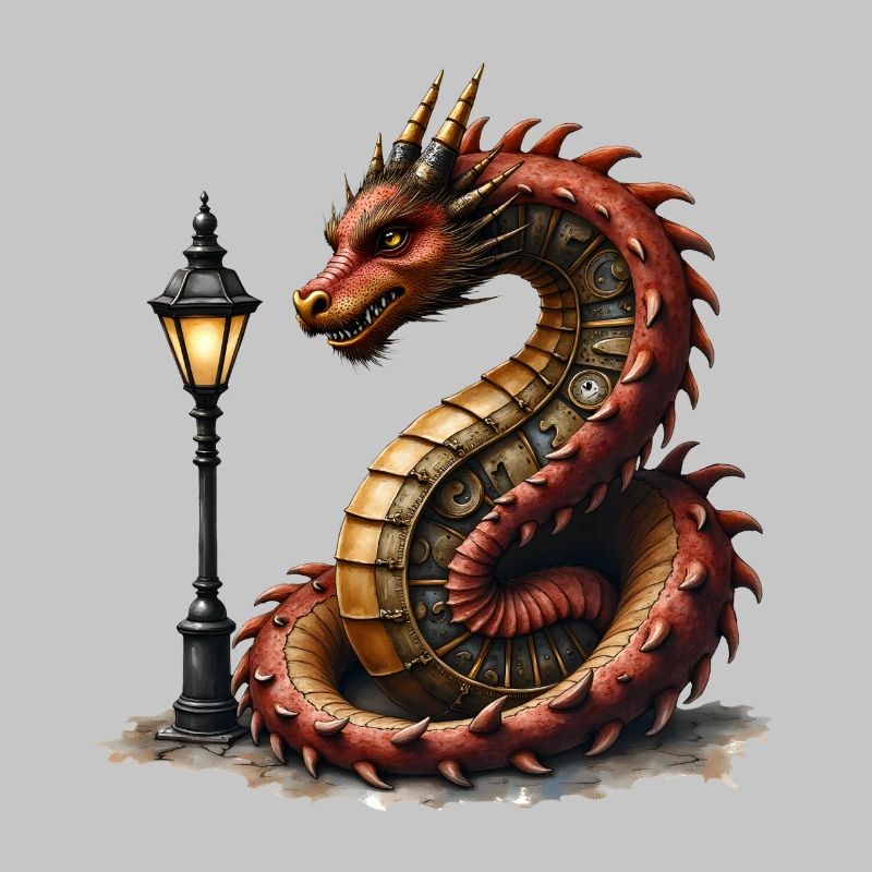 Steampunk Drache mit Laterne