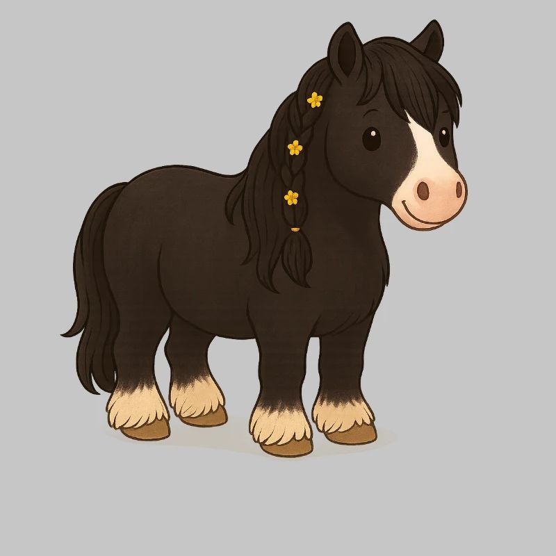 Black Tinker mare Katy with floral braid