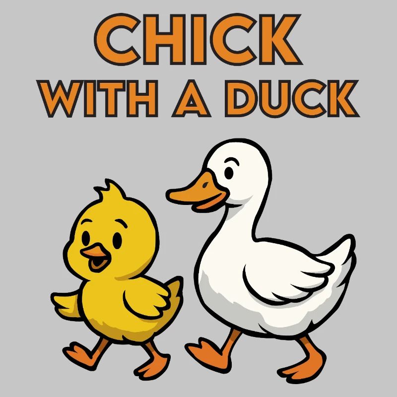 chick with a duck