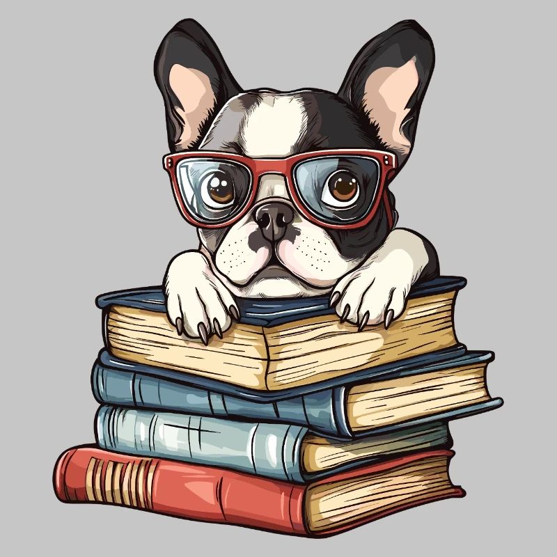 Süßes Boston-Terrier-Hundelesebuch mit Brille