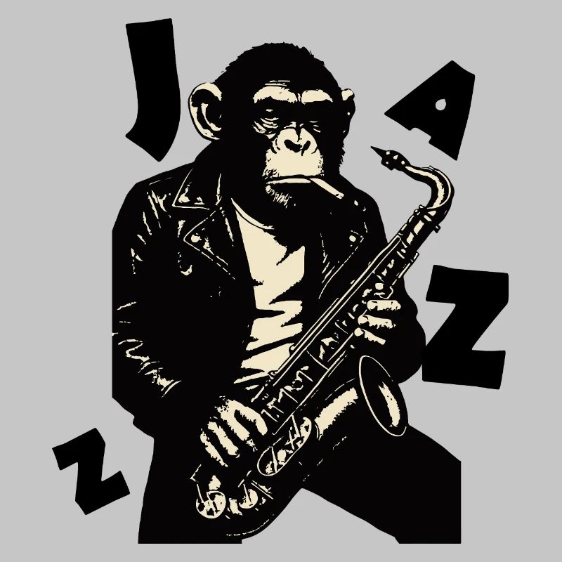 Saxophonaffe in Lederjacke