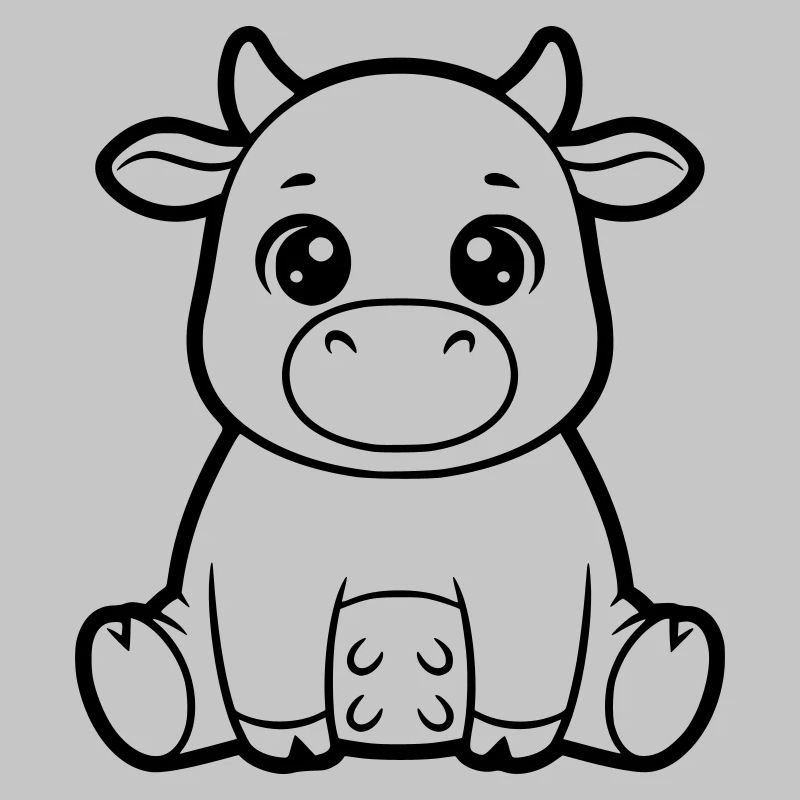 Cute Cow Calf Comic Coloring Vector