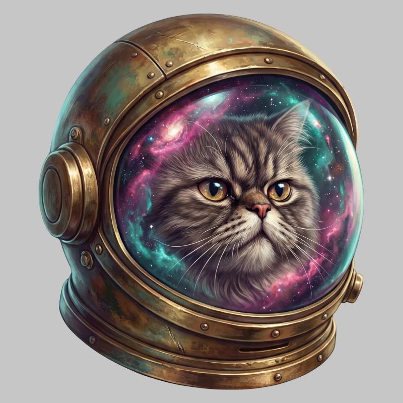 Cat astronaut in space helmet