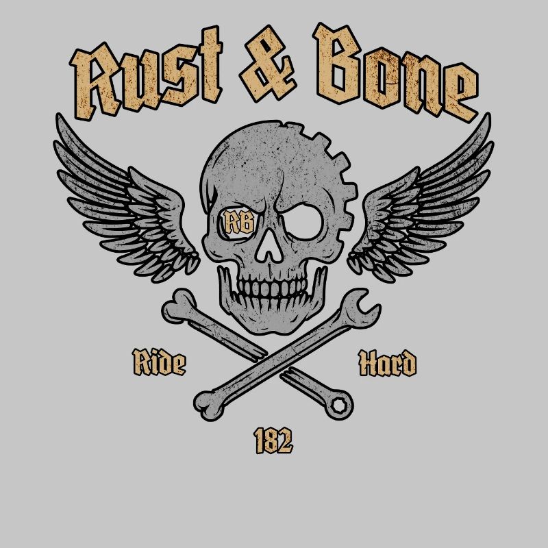 Rust Bone Motorrad Skull Wing Design