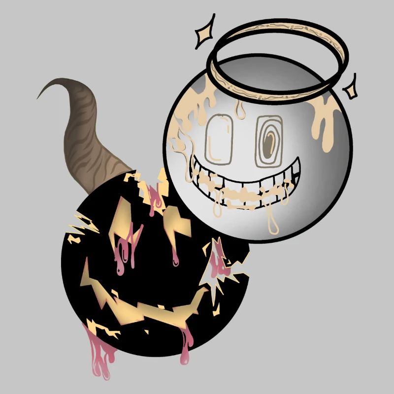 Melting Faces Angel and Devil Design