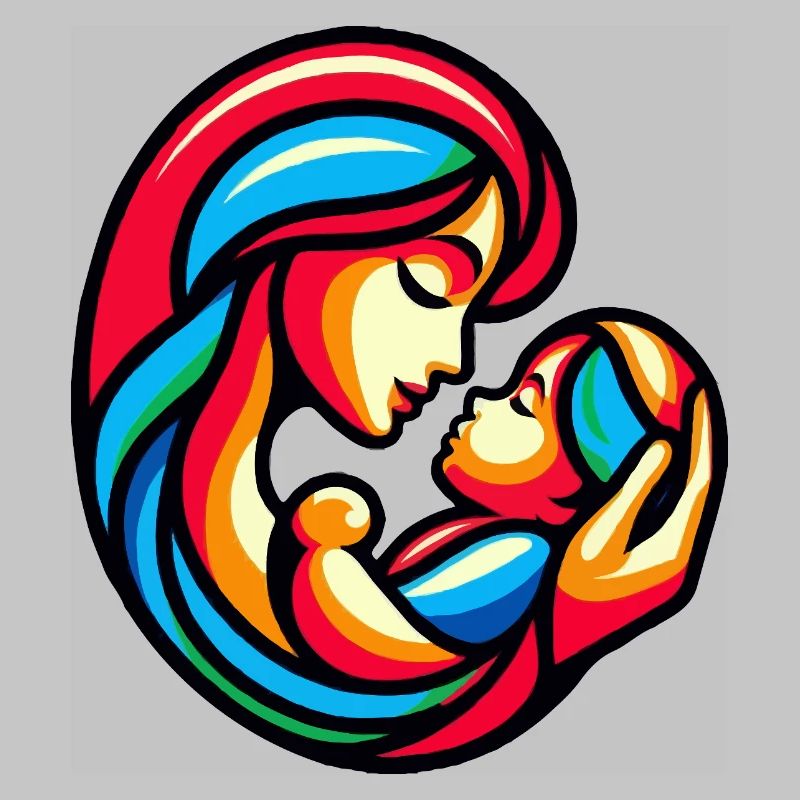 Bunte Mutter-Kind-Harmonie