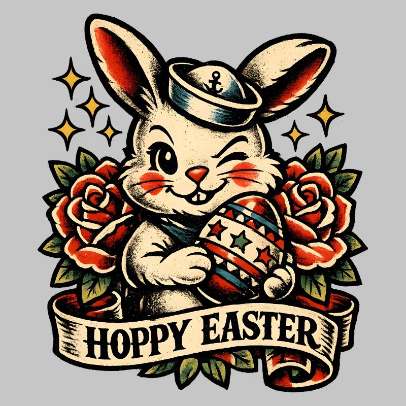 Hoppy Easter Easter Bunny with Easter Egg Vintage