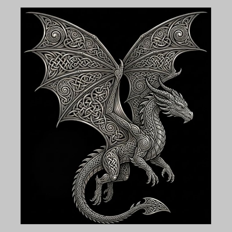 Dragon Fantasy Celtic Knot Pattern Design