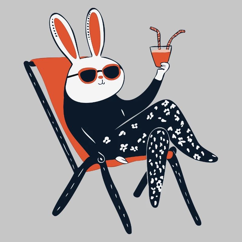 Beach Bunny – Chill Rabbit avec ombres et boisson