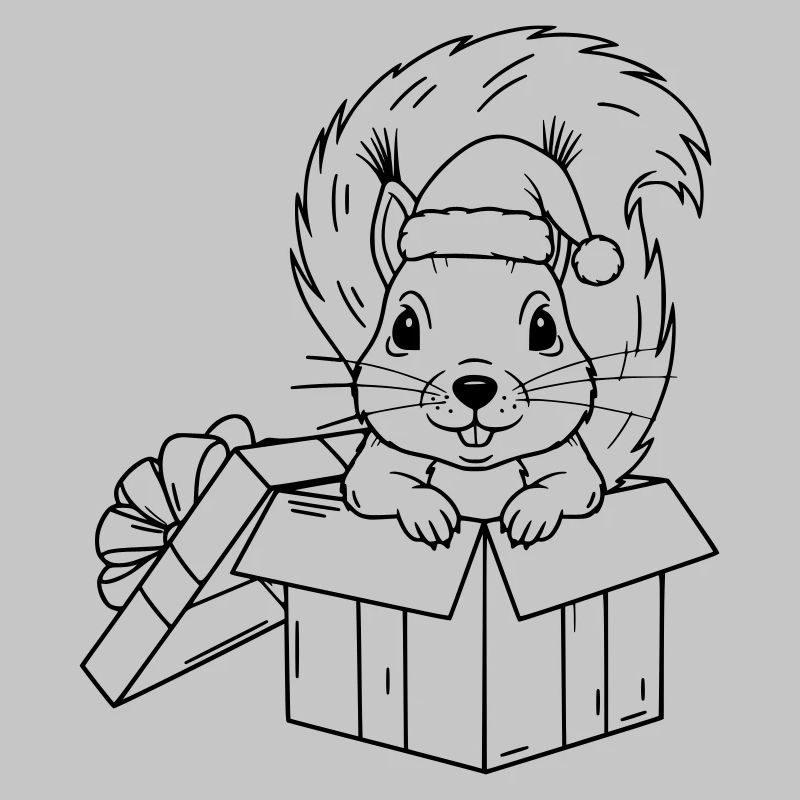 Süßes Weihnachts-Eichhörnchen in Geschenkbox