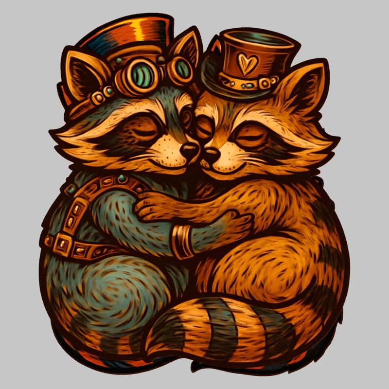 Steampunk Fox Duo Hug
