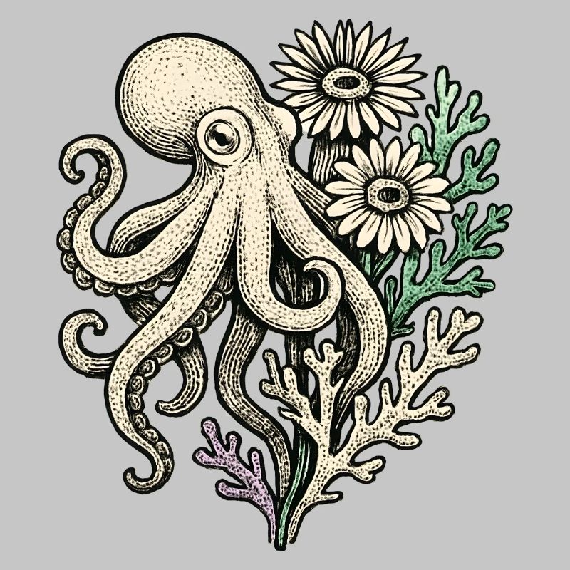 Pieuvre aux fleurs de corail
